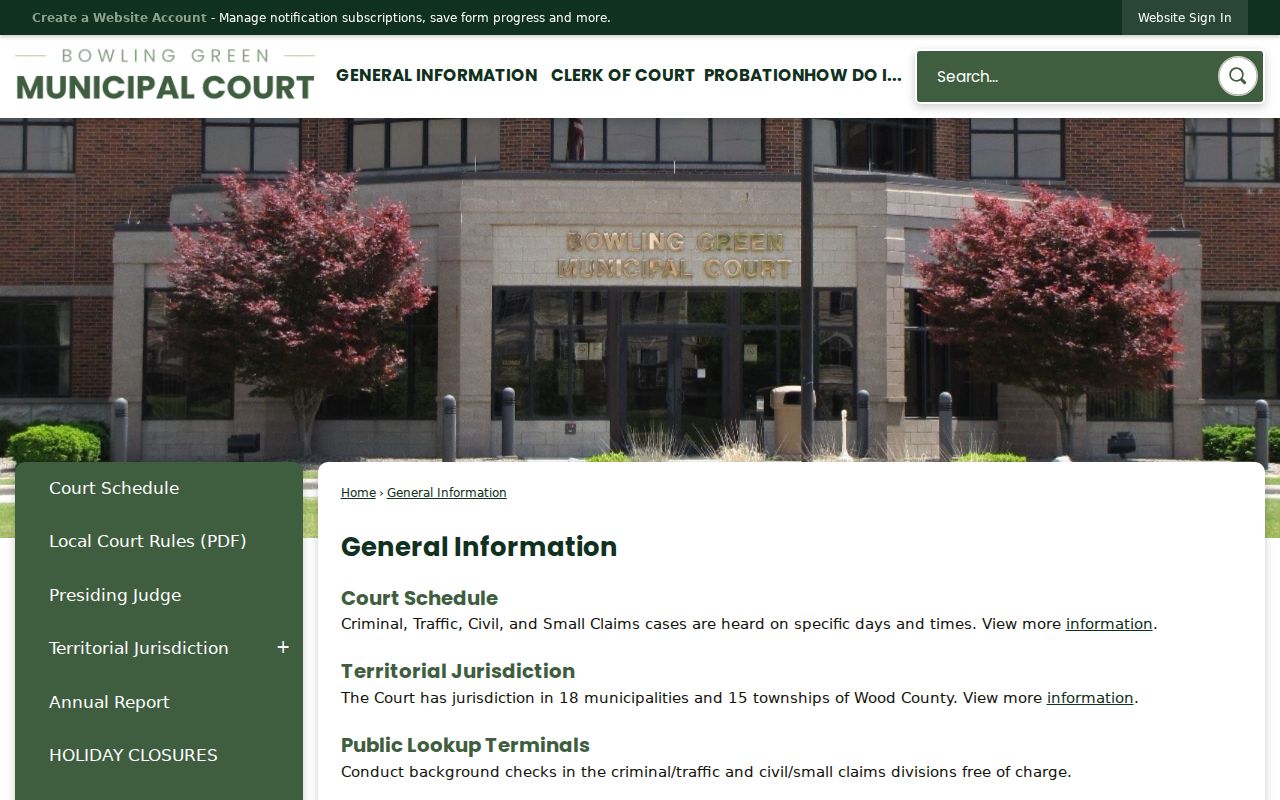 Wood County Bowling Green court docket lookup terminals