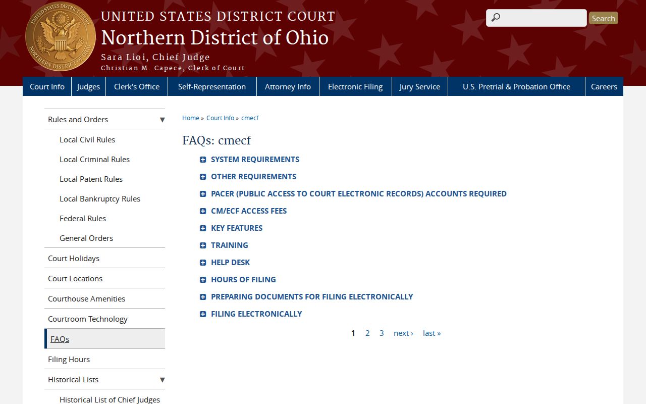 Wood County case search Northern District CMECF guidance