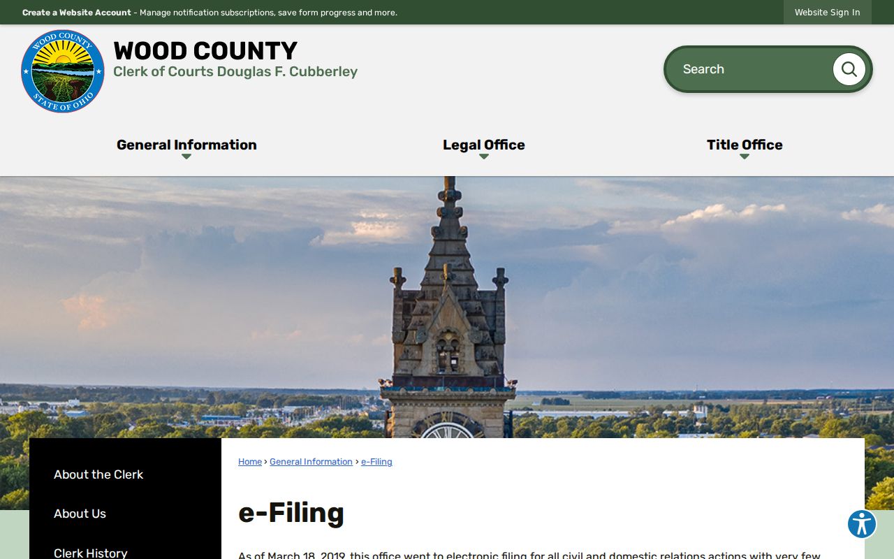 Wood County civil docket Clerk e-filing guidance