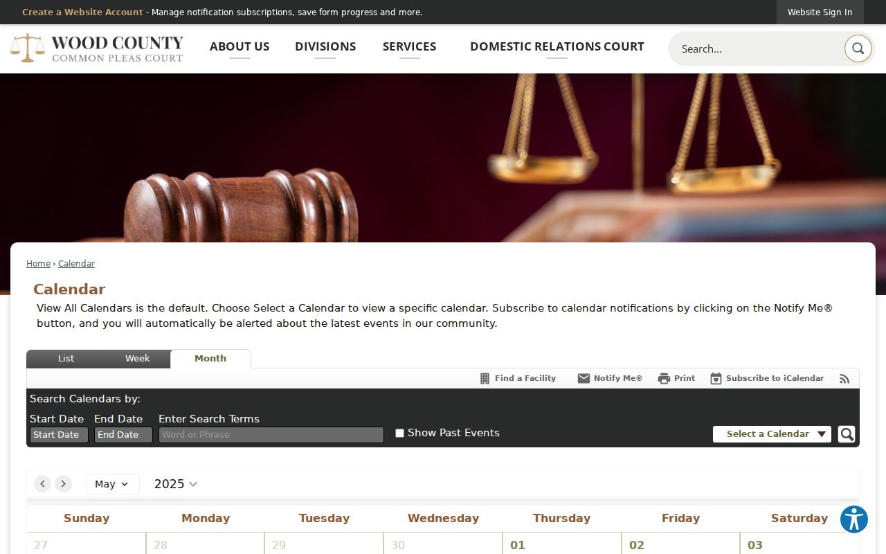 Wood County court calendar Common Pleas public calendar