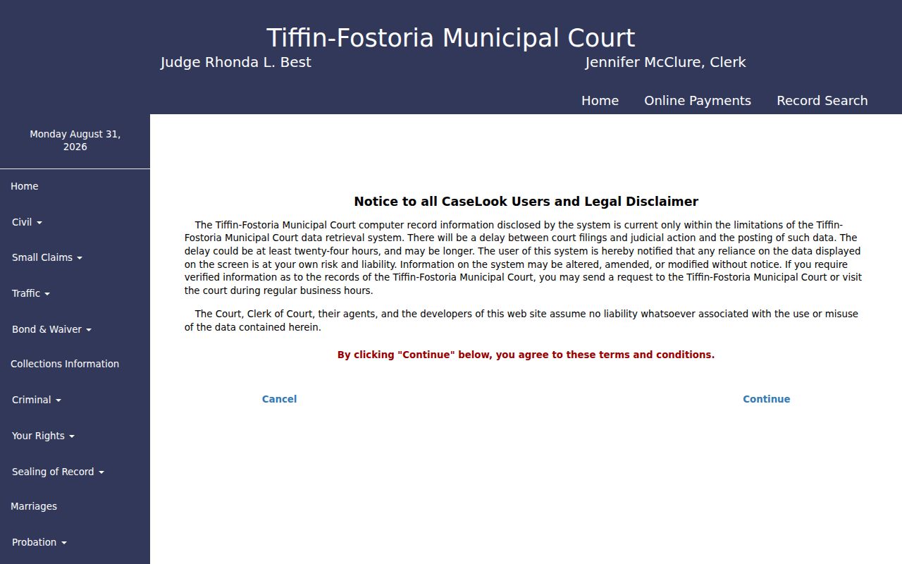 Wood County Fostoria court docket Tiffin-Fostoria CaseLook record search