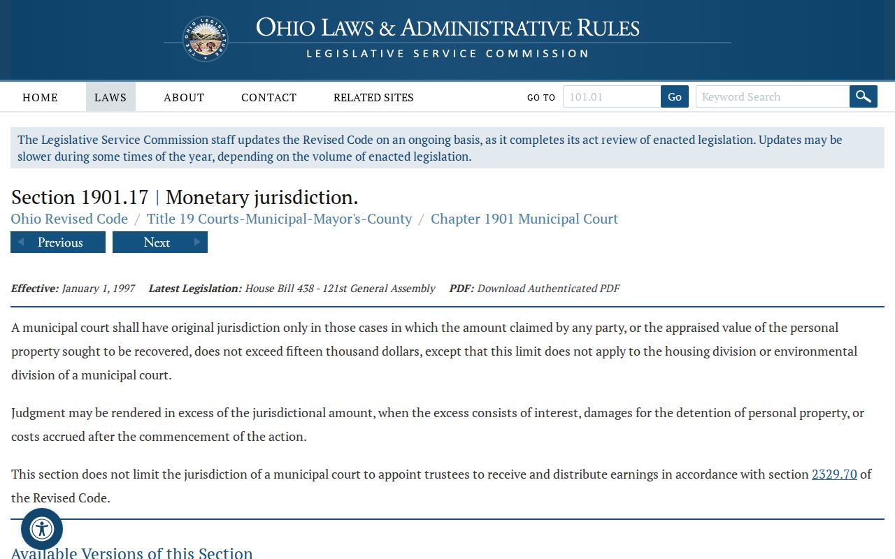 Wood County Northwood court docket Ohio municipal court jurisdiction rule