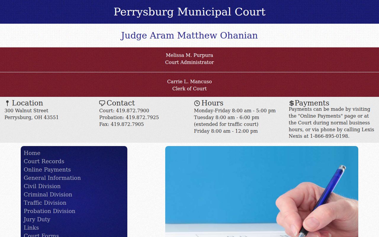 Wood County Northwood court docket Perrysburg Municipal Court e-filing route