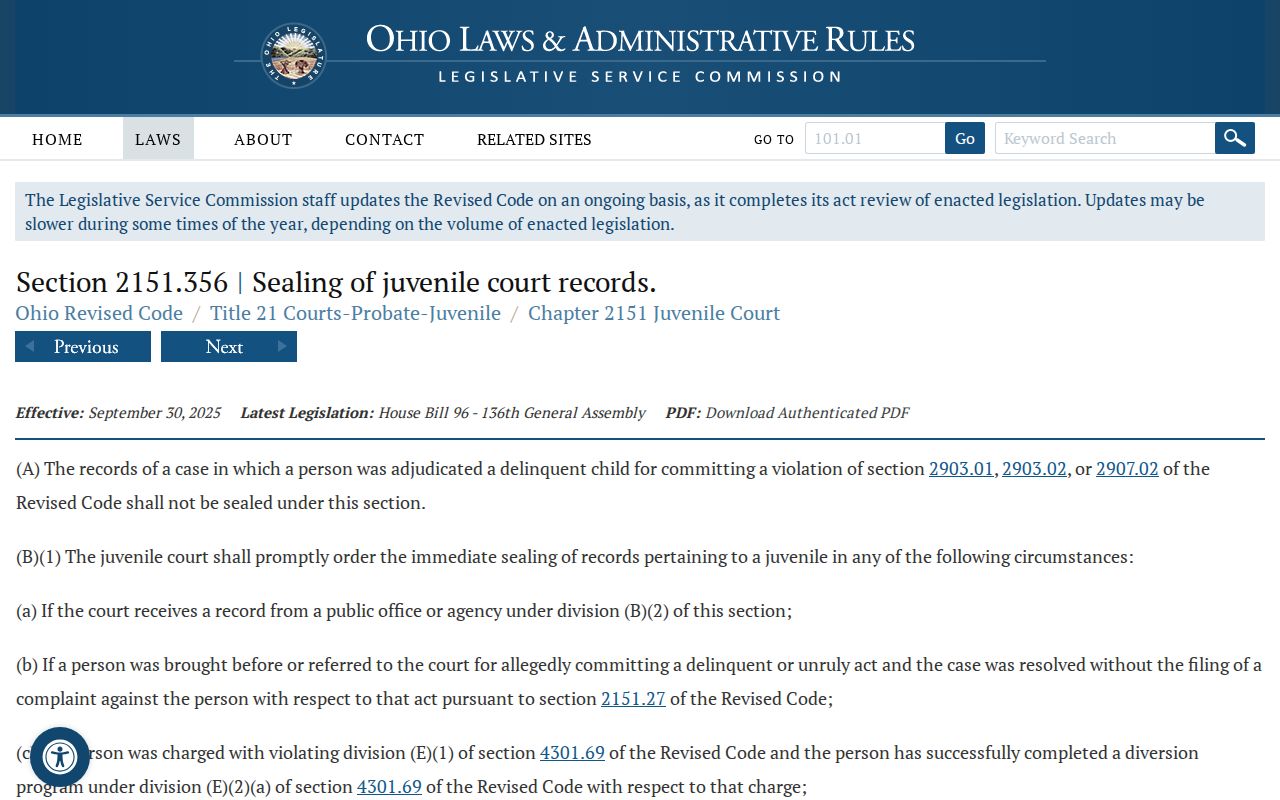 Wood County traffic court records Ohio juvenile sealing rule